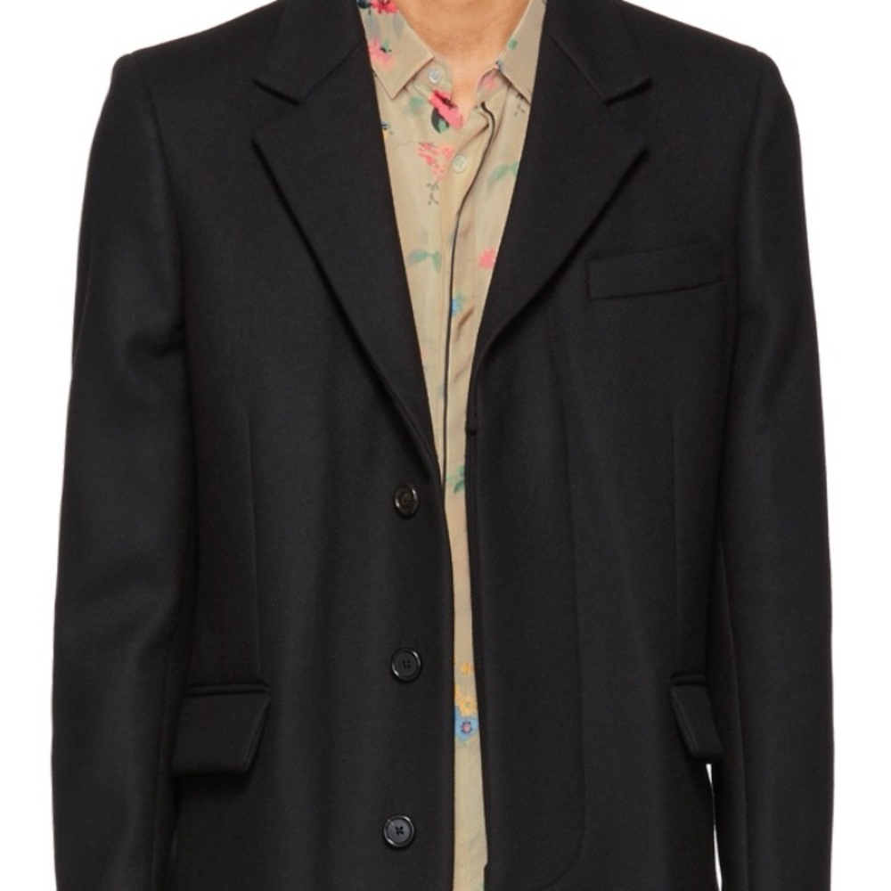 Ann Demeulemeester Black Wool Overcoat